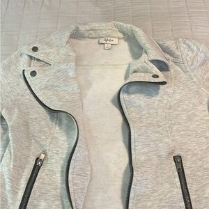 Style & Co. Light Gray Moto Jacket with Asymmetrical Zip